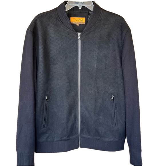 ENZO Tovare Other - ENZO Dublin Hybrid Black Zip-Up Baseball Collar Knit Sleeves Jacket Men's M